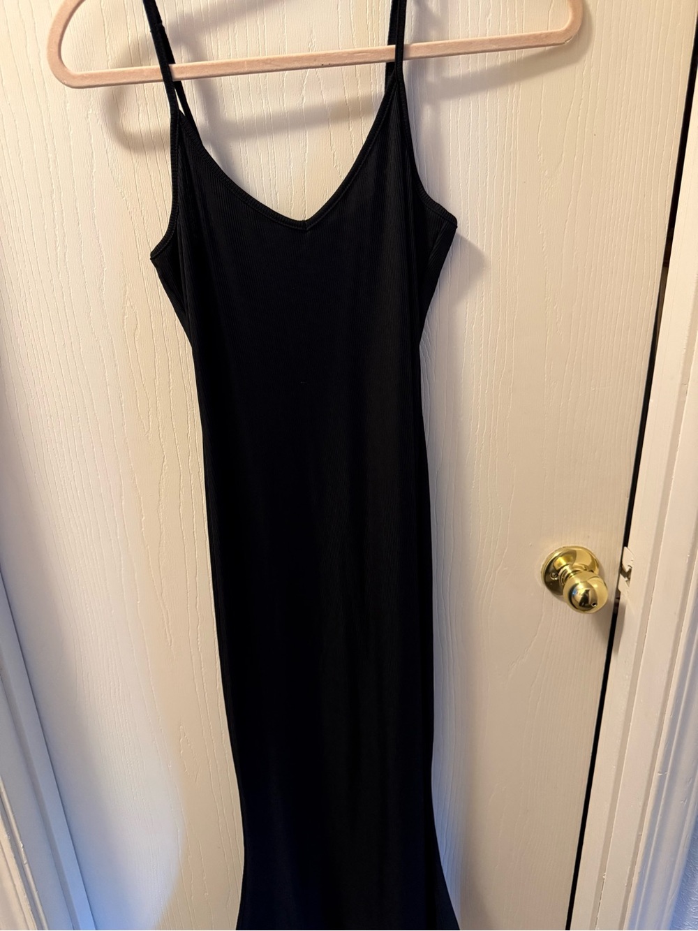 Cider Black Maxi Slip Dress with Spaghetti Straps
